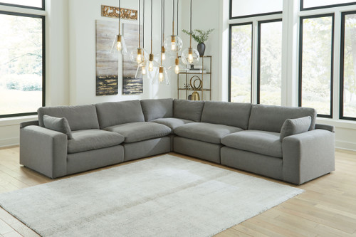 Elyza Smoke Left Arm Facing Corner Chair 5 Pc Sectional