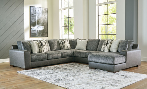 Larkstone Pewter Left Arm Facing Sofa 4 Pc Sectional