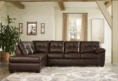Donlen Chocolate Left Arm Facing Chaise 2 Pc Sectional