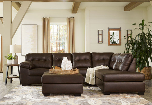 Donlen Chocolate 3 Pc. Left Arm Facing Sofa 2 Pc Sectional, Ottoman
