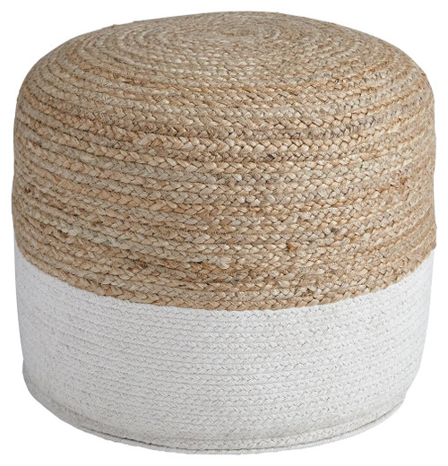 Sweed Natural / White Pouf Round