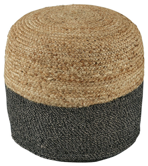 Sweed Natural / Black Pouf Round