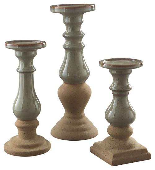 Emele Taupe Candle Holder Set (Set of 3)