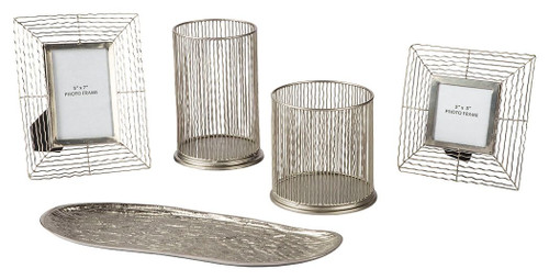 Dympna Silver Finish Accessory Set (Set of 5)