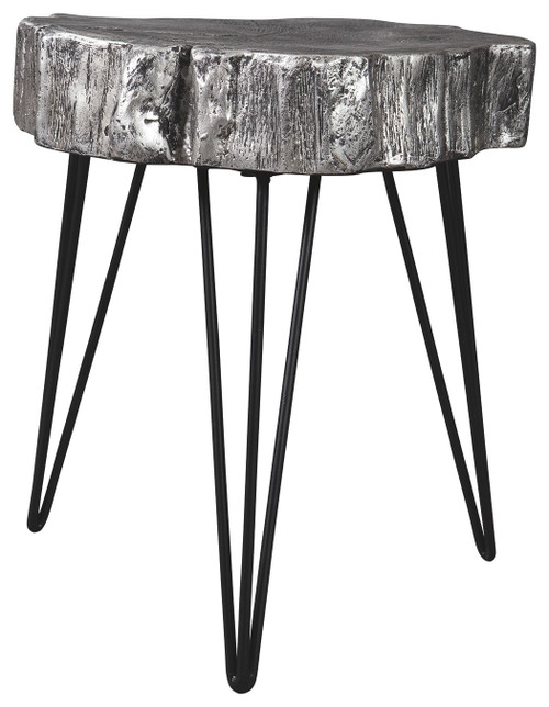 Dellman Antique Silver Finish Accent Table