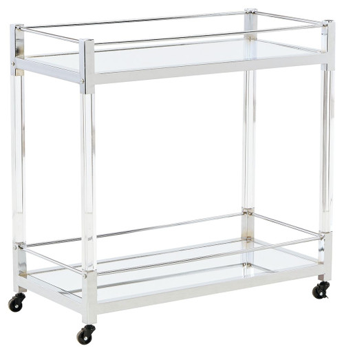 Chaseton Clear / Silver Finish Bar Cart