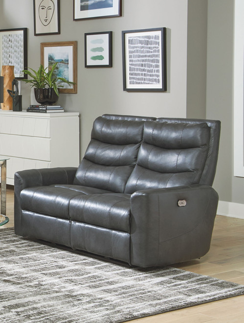 Bosa - Power Reclining Loveseat - Charcoal - Leather (64592-1122/18-3022/18)