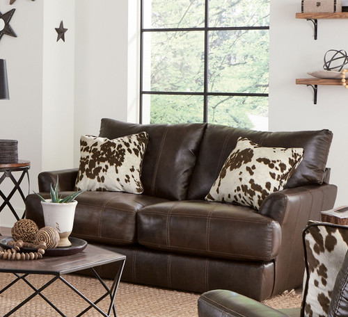 Pavia - Top Grain Italian Leather Loveseat With Cuddler Cushions - Cocoa (548202-1268/09-3068/09)