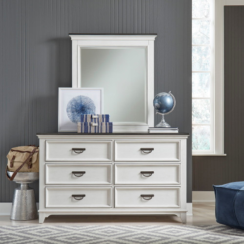 Allyson Park - Dresser & Mirror - White - Poplar & Rubberwood Solids (417-YBR-DM)