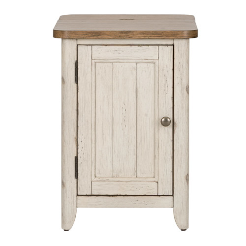Farmhouse Reimagined - Door Chair Side Table With Charging Station - White (652-OT1022)