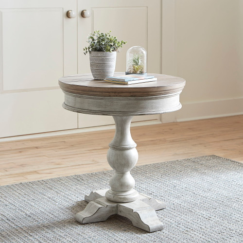 Heartland - Round Pedestal Chair Side Table - White (824-OT1022)