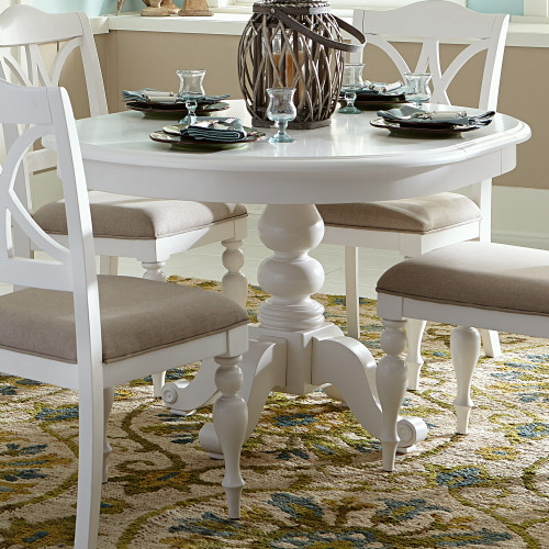 Summer House - Round Pedestal Table Base - Oyster White (607-P4254)