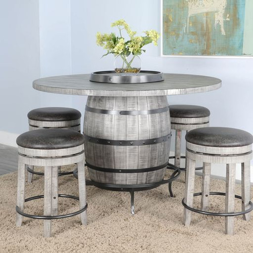 Alpine - Table Base Barrel & Lazy Susan Swivel - Gray (1038AG-B)