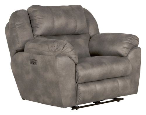Ferrington - Power Lay Flat Recliner With Power Adjustable Headrest & Lumbar - Steel (7618907-1300/28)