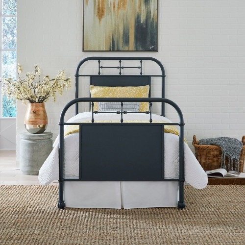 Vintage Series - Twin Metal Bed - Navy (179-BR11HFR-N)