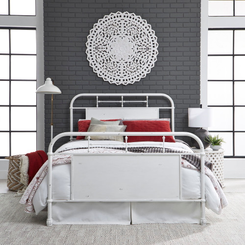 Vintage Series - King Metal Bed - Antique White (179-BR15HFR-AW)