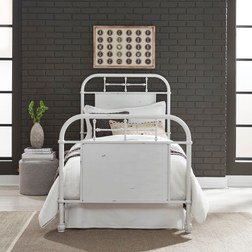 Vintage Series - Twin Metal Bed - Antique White (179-BR11HFR-AW)