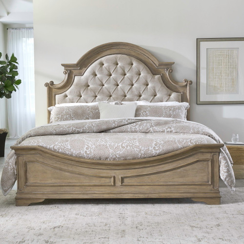 Magnolia Manor - Queen Upholstered Bed - Light Brown (244N-BR-QUB)