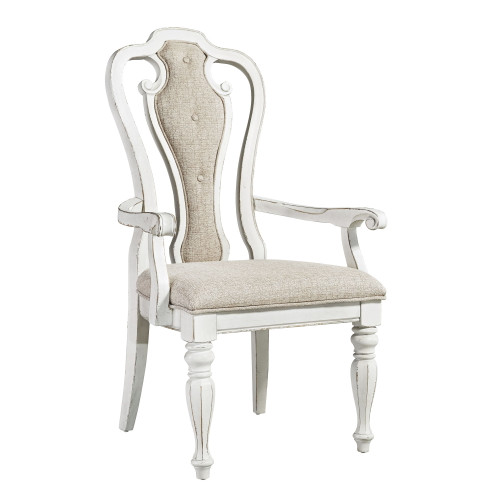 Magnolia Manor - Splat Back Upholstered Arm Chair - White (244-C2501A)
