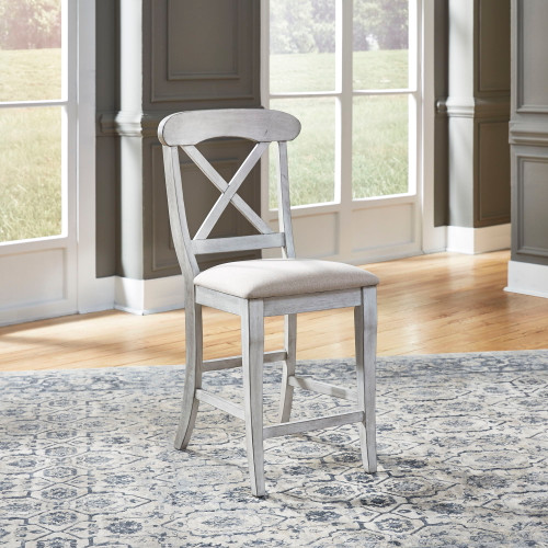 Ocean Isle - Upholstered X Back Counter Chair (RTA) - White (303W-B300124)