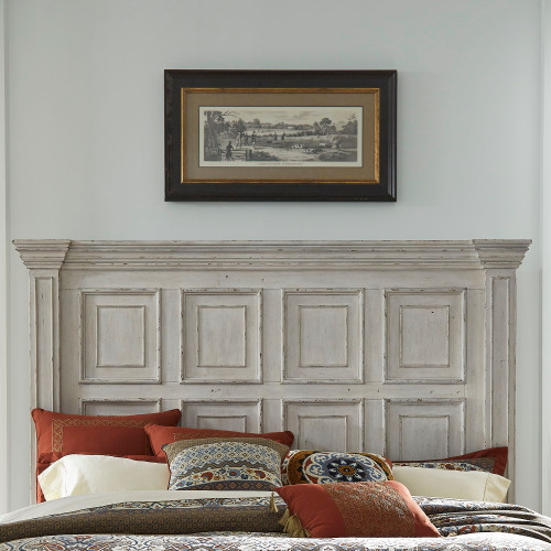 Big Valley - Queen Mansion Headboard - Whitestone (361W-BR13)