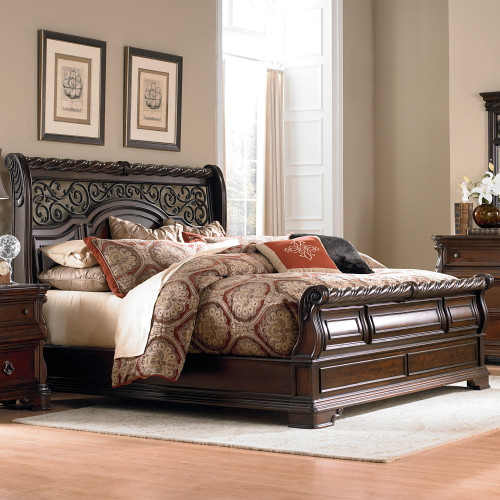 Arbor Place - King Sleigh Bed - Dark Brown (575-BR-KSL)