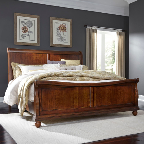 Rustic Traditions - Queen Sleigh Bed - Dark Brown (589-BR-QSL)