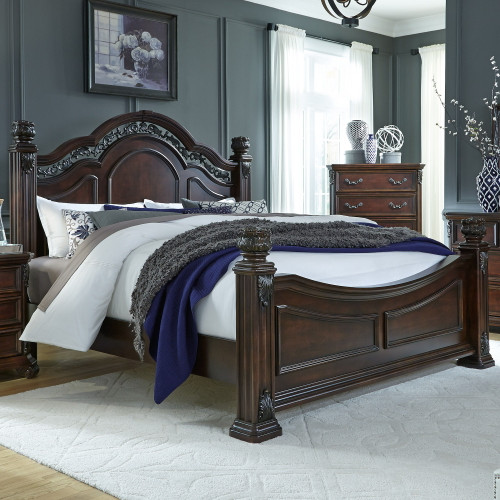 Messina Estates - California King Poster Bed - Dark Brown (737-BR-CPS)