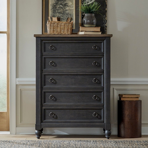 Americana Farmhouse - 5 Drawer Chest - Dark Gray (615-BR41-B)