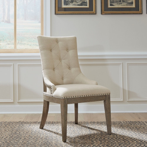 Americana Farmhouse - Upholstered Shelter Side Chair - Beige (615-C6501S)