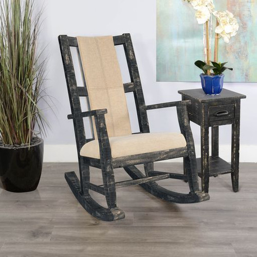 Marina - Black Sand Rocker With Cushion Seat & Back - Light Brown / Black (1935BS)