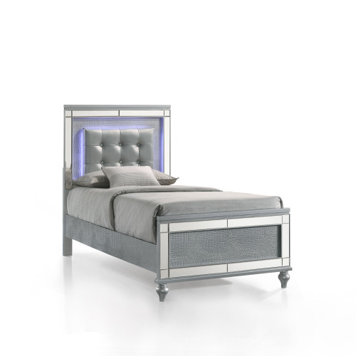 Valentino - 3/3 Twin Headboard - Silver (BA9698S-510)