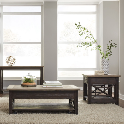 Heatherbrook - 3 Piece Set (1 Lift Top Cocktail 2 End Tables) - Black (422-OT-O3PCS)