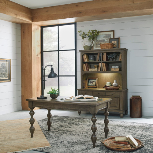 Americana Farmhouse - 3 Piece Home Office Set (Desk & Hutch) - Light Brown (615-HO-3DH)