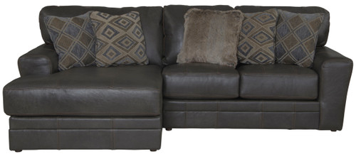 Denali - 2 Piece Italian Leather Match Sofa Chaise With Left Side Facing Chaise - Steel (4378/42/75-28)