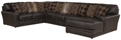 Denali - 3 Piece Italian Leather Match Sectional With RSF Chaise And 12 Included Accent Pillows - Chocolate (4378/62/76/30-09)