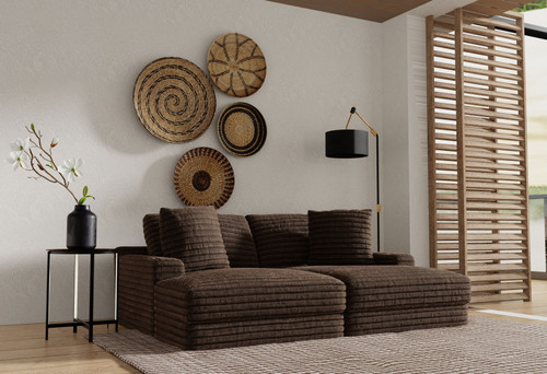 Comfrey - 2 Piece Double Wide Chaise - Chocolate (3045/75/76-09)