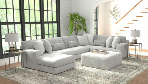 Logan - 3 Piece Sectional With Comfort Coil Seating And Included Cocktail Ottoman And 9 Accent Pillows (Left Side Facing Chaise) - Moonstruck (3303/30/72/75/28-18)