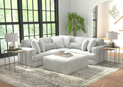 Logan - 2 Piece Upholstered Sectional With Comfort Coil Seating - 46'' Cocktail Ottoman And 8 Accent Pillows Included - Moonstruck (3303/7246/28-18)