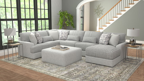 Titan - 3 Piece Sectional With Comfort Coil Seating, 9 Included Accent Pillows And 1 Included Cocktail Ottoman (Right Side Facing Chaise) - Moonstruck (3480/62/30/76/28-18)