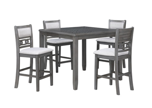 Gia - 5 Piece Square Counter Dining Set (Table & 4 Chairs) - Gray (D1701-542-GRY)