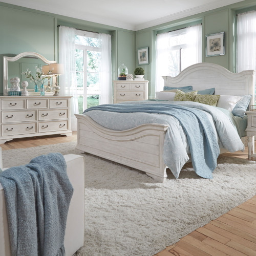 Bayside - 4 Piece Bedroom Set (California King Panel Bed, Dresser & Mirror, Chest) - White (249-BR-CPBDMC)