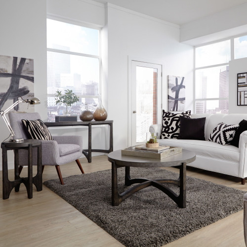 Cascade - 3 Piece Set (1 Round Cocktail 2 End Tables) - Dark Brown (292-OT-O3PCS)