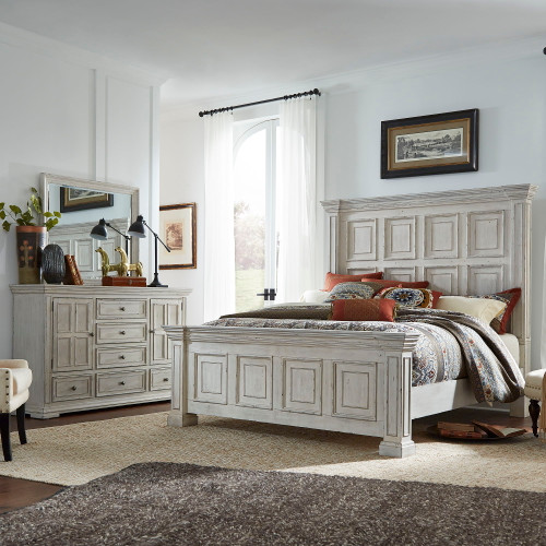 Big Valley - 3 Piece Bedroom Set (California King Panel Bed, Dresser & Mirror) - Whitestone (361W-BR-CPBDM)