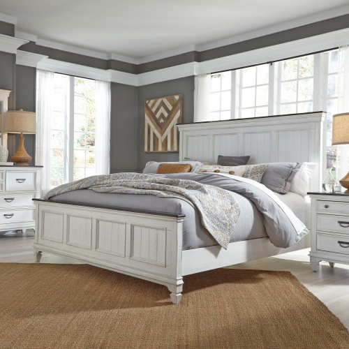 Allyson Park - 4 Piece Bedroom Set (King Panel Bed, Dresser & Mirror, Nightstand) - White (417-BR-KPBDMN)