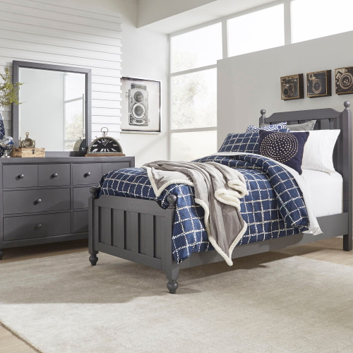 Cottage View - 3 Piece Bedroom Set (Full Panel Bed, Dresser & Mirror) - Dark Gray (423-YBR-FPBDM)