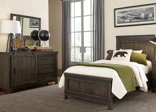 Thornwood Hills - 3 Piece Bedroom Set (Full Panel Bed, Dresser & Mirror) - Dark Gray (759-YBR-FPBDM)