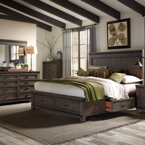 Thornwood Hills - 3 Piece Bedroom Set (Queen Two Sided Storage Bed, Dresser & Mirror) - Dark Gray (759-BR-Q2SDM)