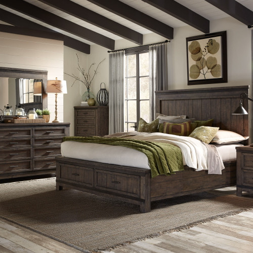 Thornwood Hills - 4 Piece Bedroom Set (Queen Storage Bed, Dresser & Mirror, Chest) - Dark Gray (759-BR-QSBDMC)