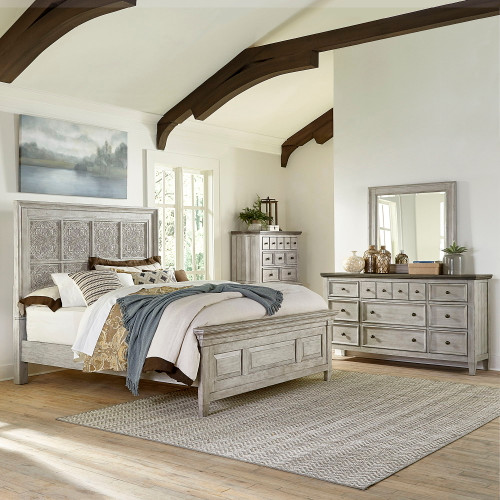 Heartland - 4 Piece Bedroom Set (Queen Panel Bed, Dresser & Mirror, Chest) - White (824-BR-OQPBDMC)